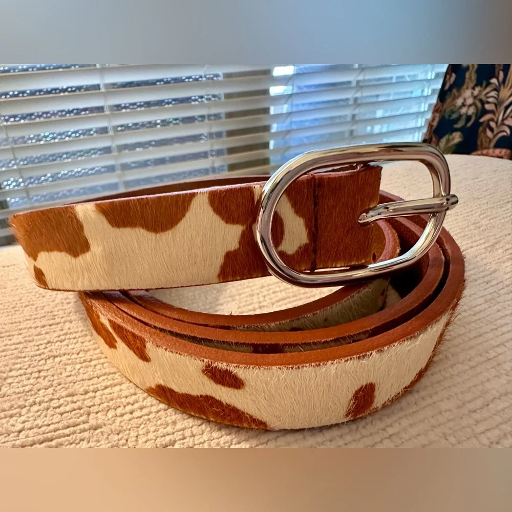 Most Wanted Women’s Cow Print Calf Hair Leather Belt. Size XL. NWOT - Picture 4 of 12